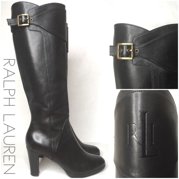 Ralph Lauren Shoes - Ralph Lauren tall black leather heeled boot 5.5